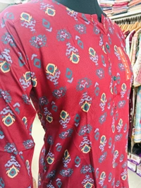 Kurti with Pocket KL004 - Bright Red, X-Large