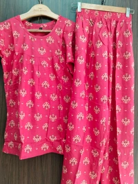 Womens Night Wear(Co-ord Set) - Red, Small