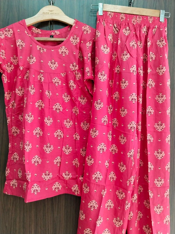Womens Night Wear(Co-ord Set) - Red, Small