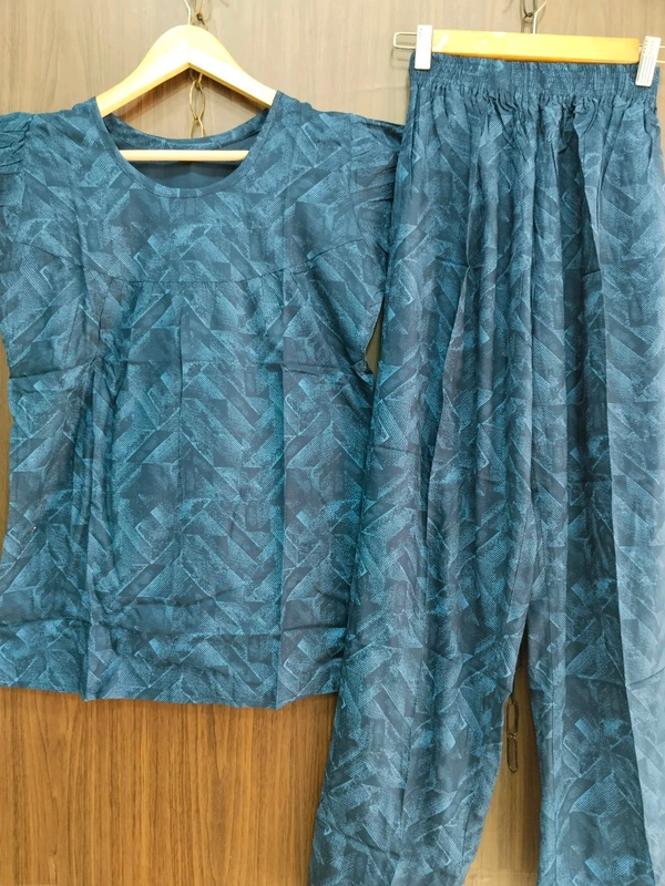 Womens Night Wear(Co-ord Set) - Navy Blue, Large