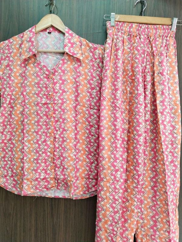 Womens Night Wear(Co-ord Set) - Tickle Me Pink, Large