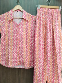 Womens Night Wear(Co-ord Set) - Tickle Me Pink, Large