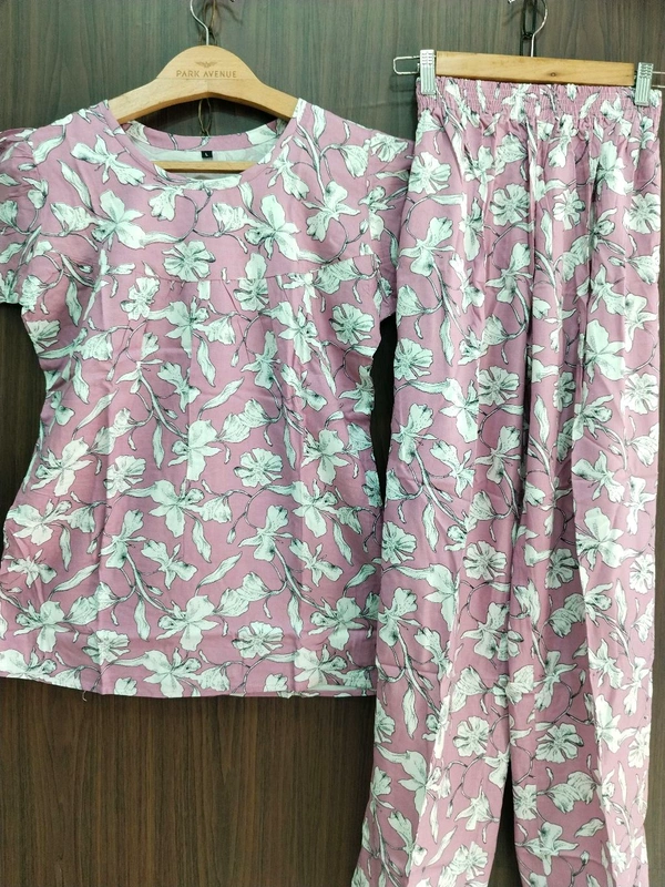 Womens Night Wear(Co-ord Set) - Lavender Rose, XLarge