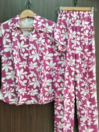 Womens Night Wear (Co -ord Set) - Purple Pizzazz, Large