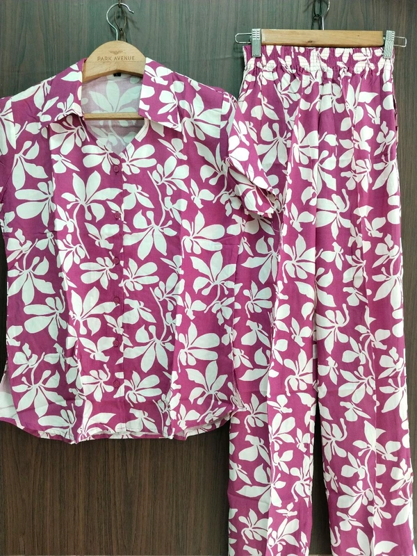 Womens Night Wear (Co -ord Set) - Purple Pizzazz, Large