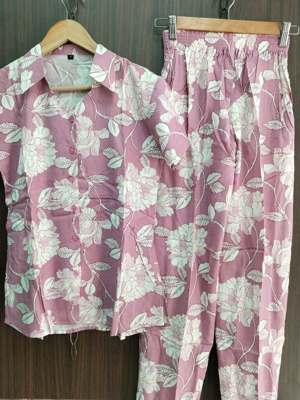 Womens Night Wear(Co-ord Set) - Blush Pink, Large