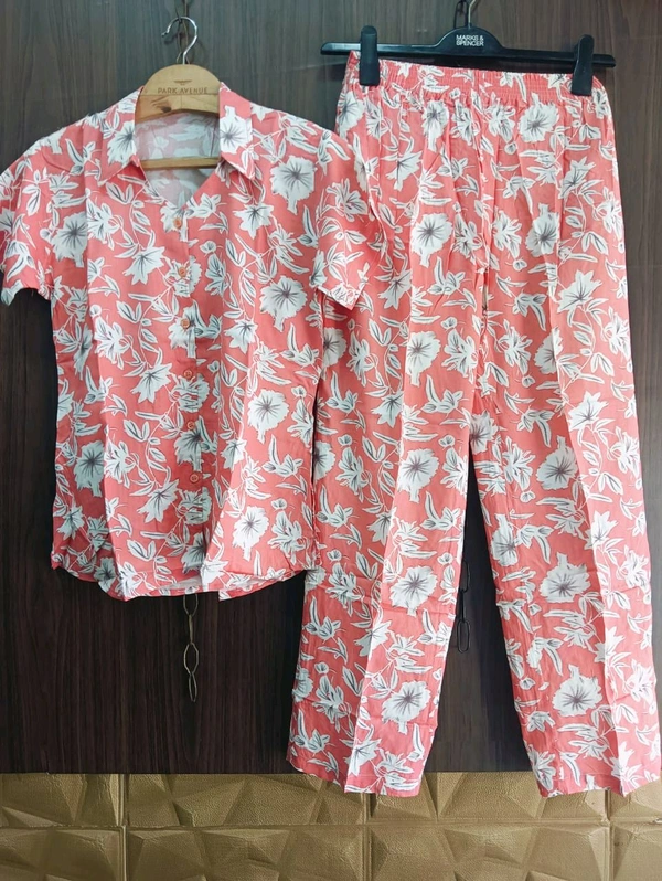 Womens Night Wear(Co-ord Set) - light orange, Medium