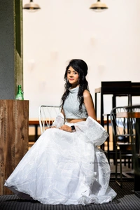 Purva's Closet Organza White Lehenga With Shimmer Choli - white and shimmer, Freesize