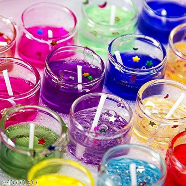 Glass Diyas ( 12 Piece )  - Multicolored, Free Size