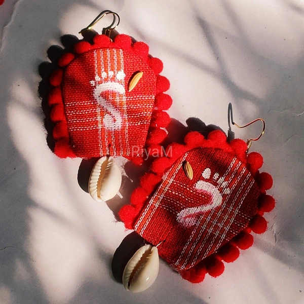 Trendy Handmade Earrings - Red, free size