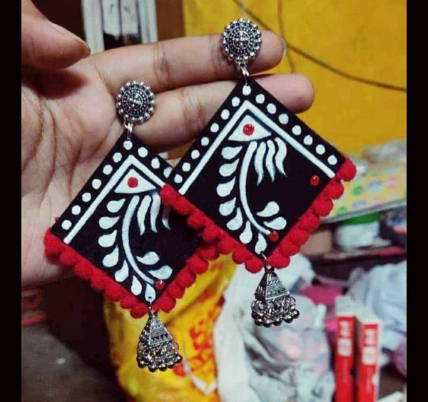 Trendy Handmade Earrings - Black