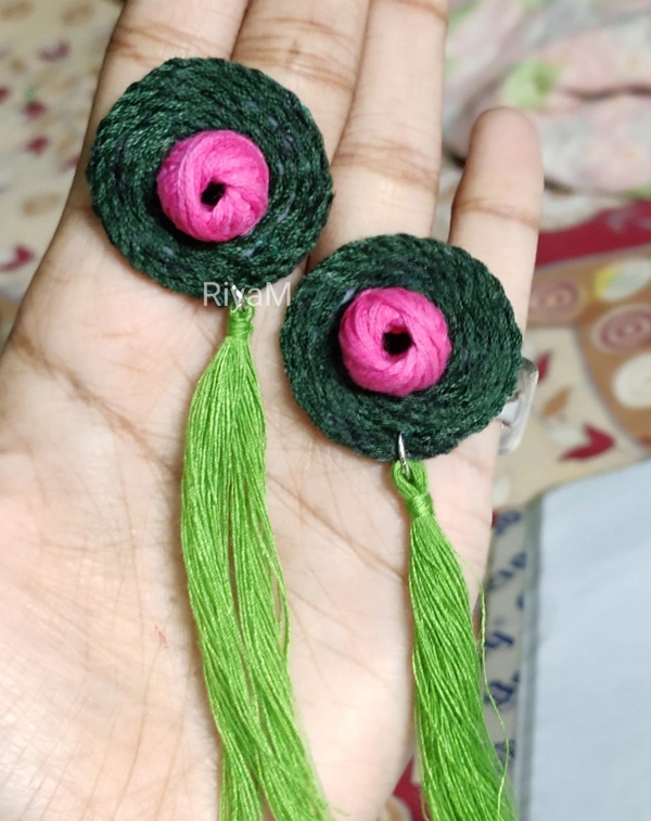 Trendy Handmade Earrings - Green