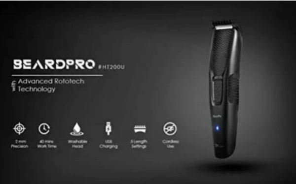 Syska HT200U Beard Pro Trimmer/ Run Time:40 Min  - Black