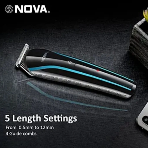 Nova Hnt 1073 USB Rechargeable and Cordless 60 Minute Run time Professional Hair Clipper for Men - black 