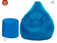 Dr Smith Bean Bag XXXL With (Footstool Filled With Beans) Blue - Blue, XXXL