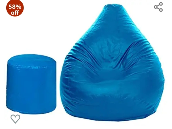 Dr Smith Bean Bag XXXL With (Footstool Filled With Beans) Blue - Blue, XXXL
