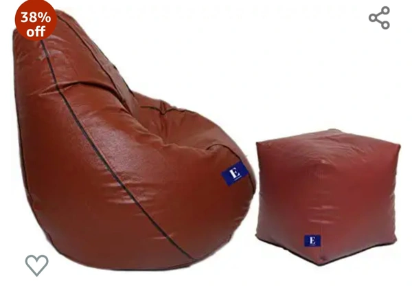  Leather Bean Bag XL Without Beans - Brown , XL