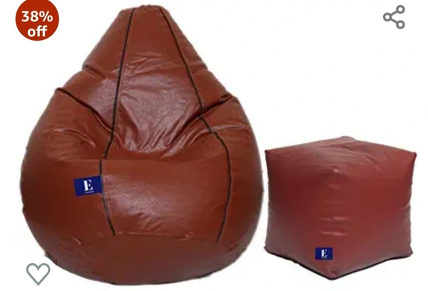  Leather Bean Bag XL Without Beans - Brown , XL