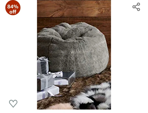 Bean Bags With Fur XXXL Grey/Without Beans - Grey, XXXL