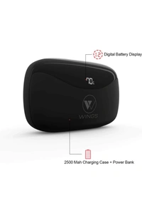 Wings PowerPods Upgraded 150 Hours Playtime True Wireless in-Ear Earbuds Earphones Headphones ; Gaming Mode ; PowerBank Function - black