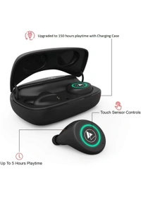 Wings PowerPods Upgraded 150 Hours Playtime True Wireless in-Ear Earbuds Earphones Headphones ; Gaming Mode ; PowerBank Function - black