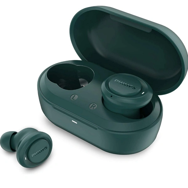Philips Audio TAT1225 Truly Wireless Bluetooth Earbud/Headphones (TWS) with 18 Hours Playtime (6+12) IPX4, Voice Assistant, Noise and Echo Cancellation (Blue)70%off - black