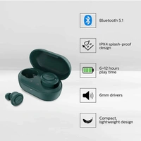 Philips Audio TAT1225 Truly Wireless Bluetooth Earbud/Headphones (TWS) with 18 Hours Playtime (6+12) IPX4, Voice Assistant, Noise and Echo Cancellation (Blue)70%off - black