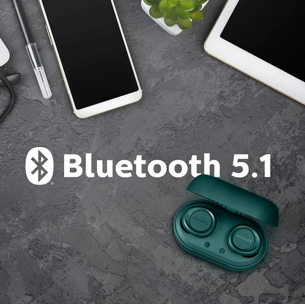 Philips Audio TAT1225 Truly Wireless Bluetooth Earbud/Headphones (TWS) with 18 Hours Playtime (6+12) IPX4, Voice Assistant, Noise and Echo Cancellation (Blue)70%off - black