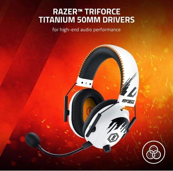Razer BlackShark V2 Pro Wireless Gaming Headset: THX 7.1 Spatial Surround Sound - 50mm Drivers - Detachable Mic - for PC, PS4, PS5, Switch, Xbox One, Xbox Series X & S - Rainbow 6 Edition - White Rainbow Edition