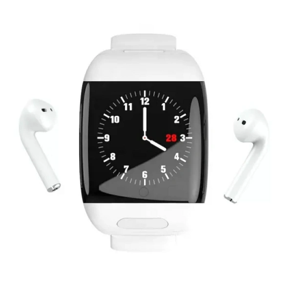 AppSmartwatch With Ear Buds Air Dots 2 In 1 Tow In One Sport Touch Bluetooth Airdots Airbuds In Bracelet Wristband Smart Watch  - Black