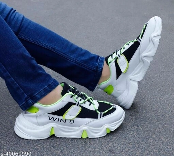 Men Sports Shoes - yellow white, 9