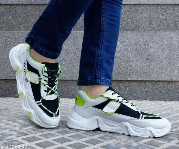 Men Sports Shoes - yellow white, 9
