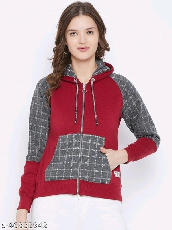 Sleeve Color Blacked Hooded Sweatshirt - m