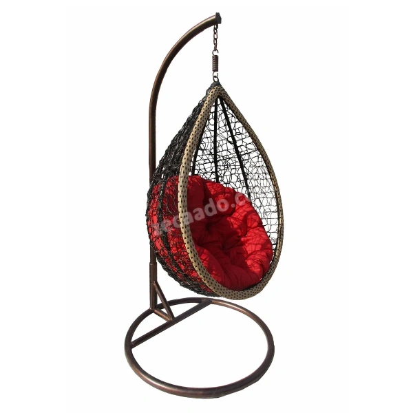 Zecado Andy Garden & outdoor swing chair in Brown & Fawn with Red Cushion - Black