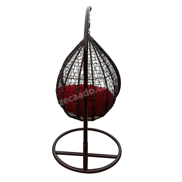 Zecado Andy Garden & outdoor swing chair in Brown & Fawn with Red Cushion - Black