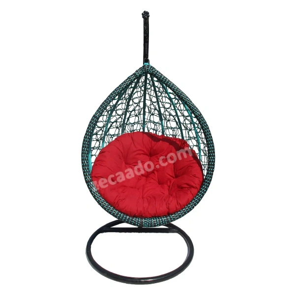 Zecado Aqua outdoor & indoor swing chair in Turquoise & Black with Red Cushion - Red