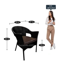 Zecado Aria 2 Seater Patio Dining Set with Brown Cushions in Black Corduroy Finish - Black, Black