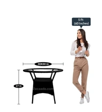Zecado Aria 2 Seater Patio Dining Set with Brown Cushions in Black Corduroy Finish - Black, Black