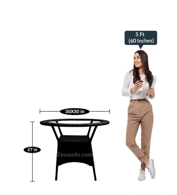 Zecado Aria 2 Seater Patio Dining Set with Brown Cushions in Black Corduroy Finish - Black, Black