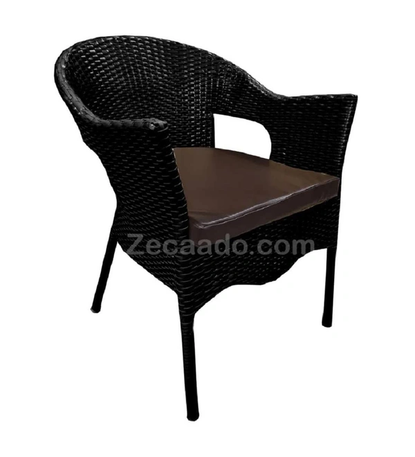 Zecado Aria 2 Seater Patio Dining Set with Brown Cushions in Black Corduroy Finish - Black, Black