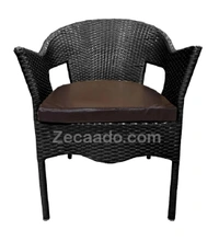 Zecado Aria 2 Seater Patio Dining Set with Brown Cushions in Black Corduroy Finish - Black, Black