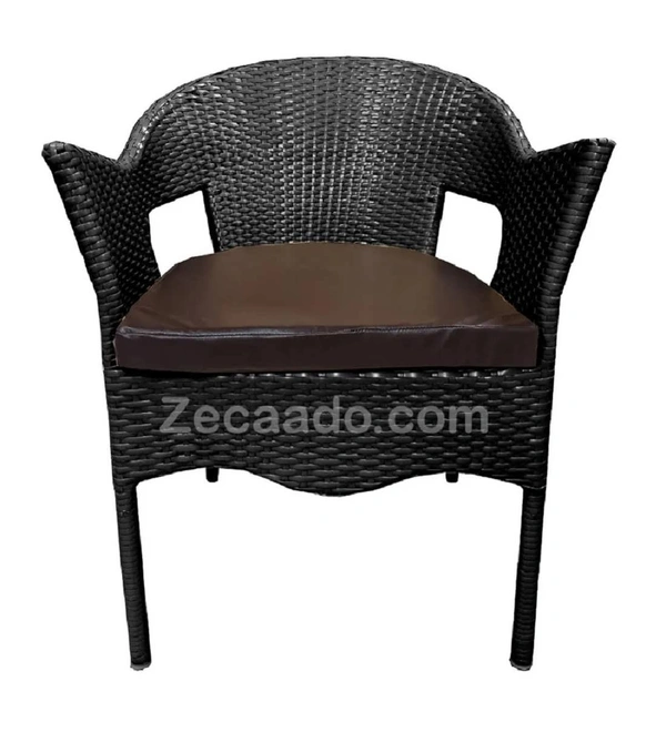 Zecado Aria 2 Seater Patio Dining Set with Brown Cushions in Black Corduroy Finish - Black, Black