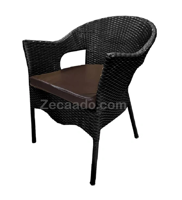 Zecado Aria 2 Seater Patio Dining Set with Brown Cushions in Black Corduroy Finish - Black, Black