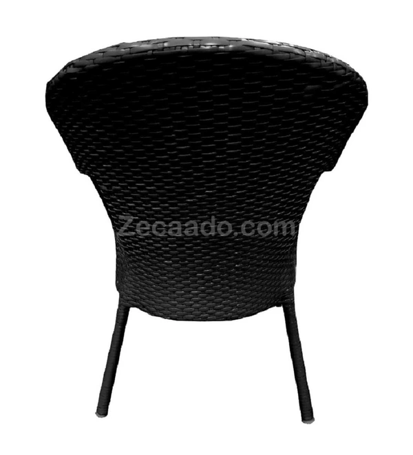 Zecado Aria 2 Seater Patio Dining Set with Brown Cushions in Black Corduroy Finish - Black, Black