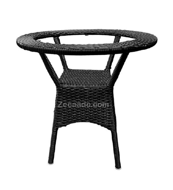 Zecado Aria 2 Seater Patio Dining Set with Off-White Cushions in Black Corduroy Finish - Black