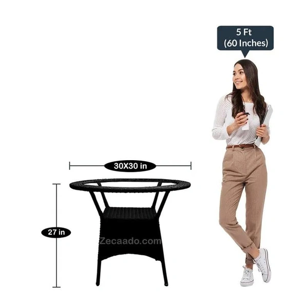 Zecado Aria 2 Seater Patio Dining Set with Off-White Cushions in Black Corduroy Finish - Black