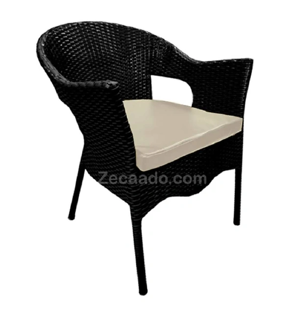 Zecado Aria 2 Seater Patio Dining Set with Off-White Cushions in Black Corduroy Finish - Black