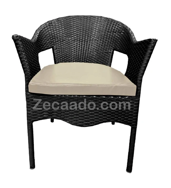 Zecado Aria 2 Seater Patio Dining Set with Off-White Cushions in Black Corduroy Finish - Black