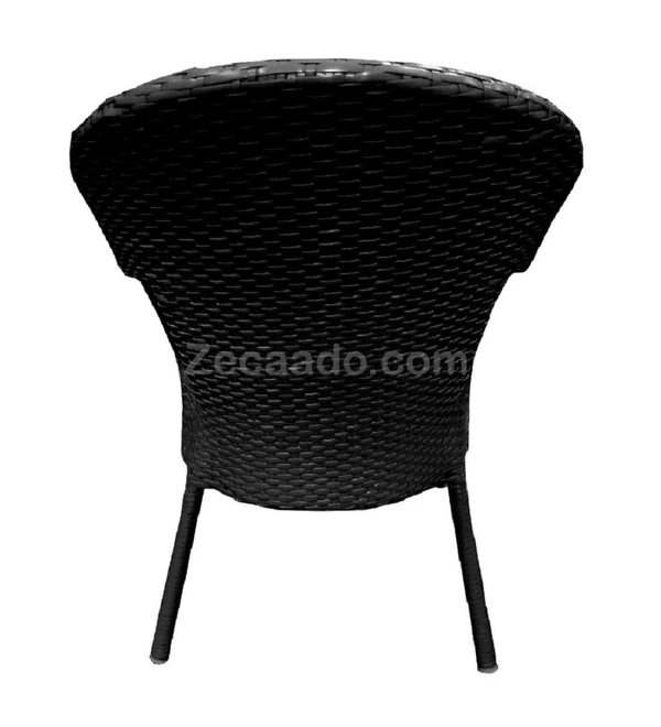 Zecado Aria 2 Seater Patio Dining Set with Off-White Cushions in Black Corduroy Finish - Black