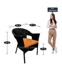 Zecado Aria 2 Seater Patio Dining Set with Orange Cushions in Black Corduroy Finish - Black, Orange